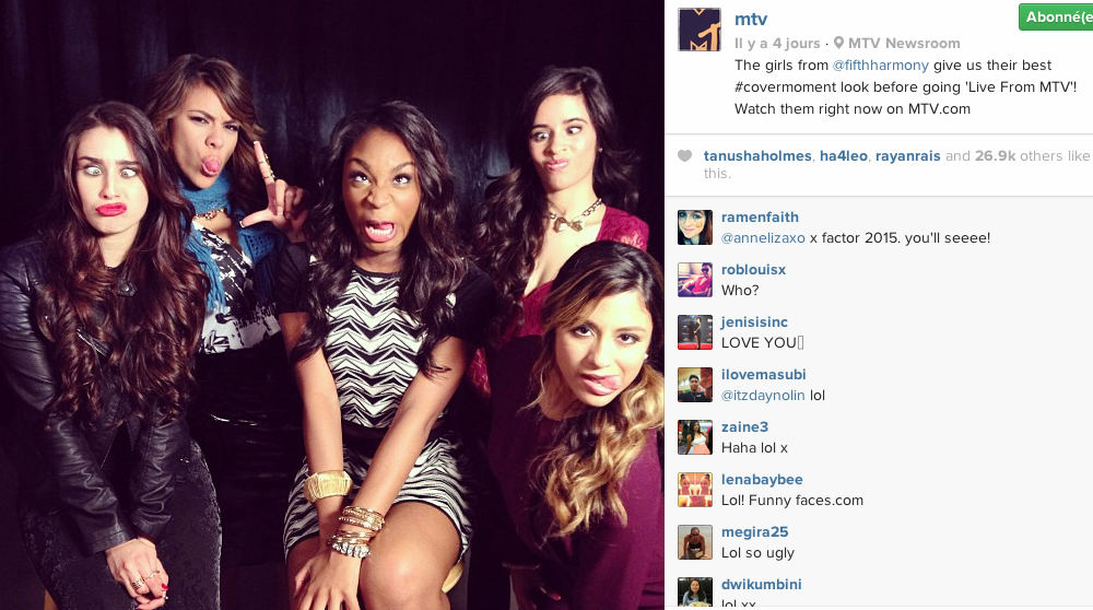 Les filles du groupe Fifth Harmony sur Instagram
