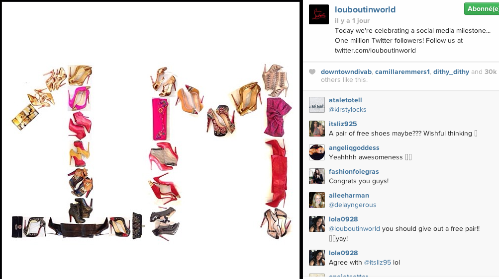 Remerciez vos fans sur Instagram : Louboutin