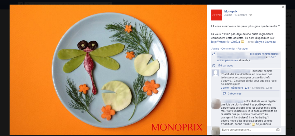 Les assiettes créatives sur Facebook par Monop'