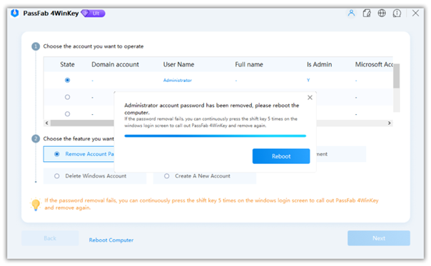 Passfab,Mot de passe oublié