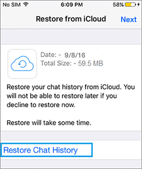 restore chat history from icloud